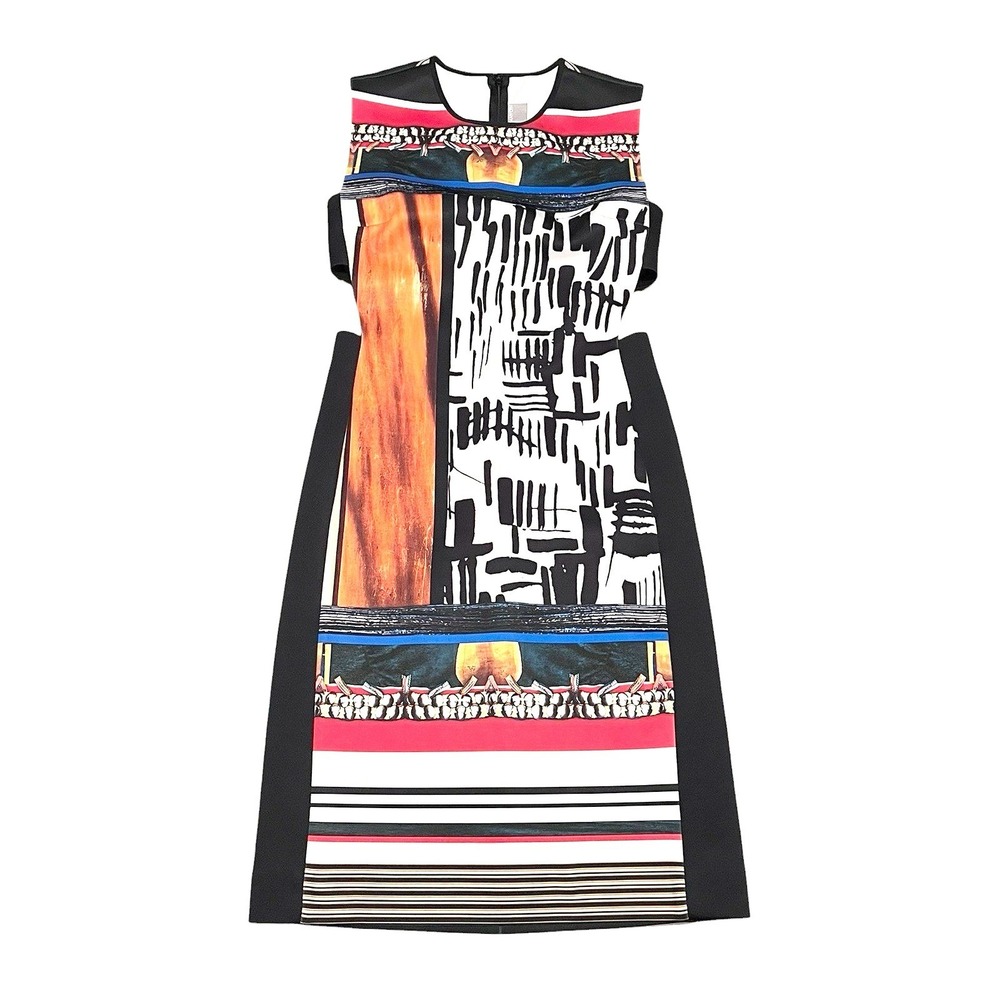 Clover Canyon Womens Abstract Graphic Print Side Cut-Out Midi Dress Size Medium